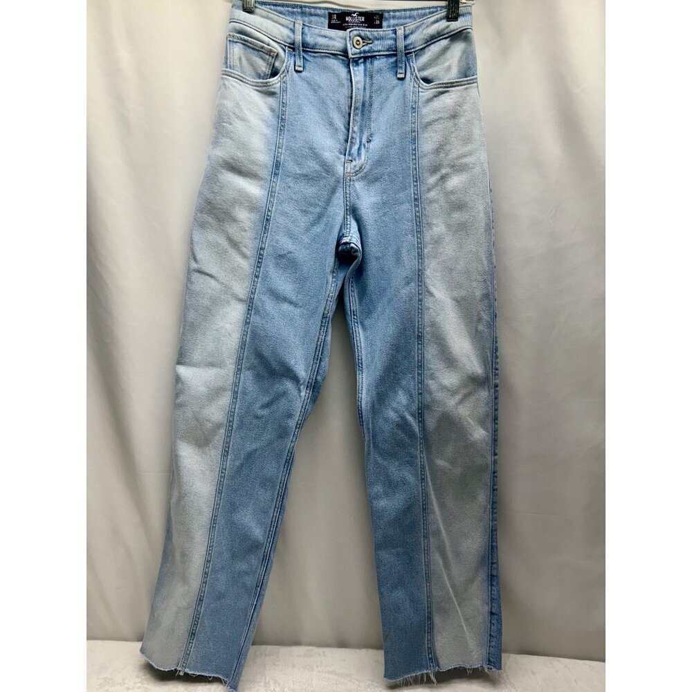 Hollister Ultra High-Rise Dad Jeans Light Wash W26 L31 Vintage Stretch Denim Raw